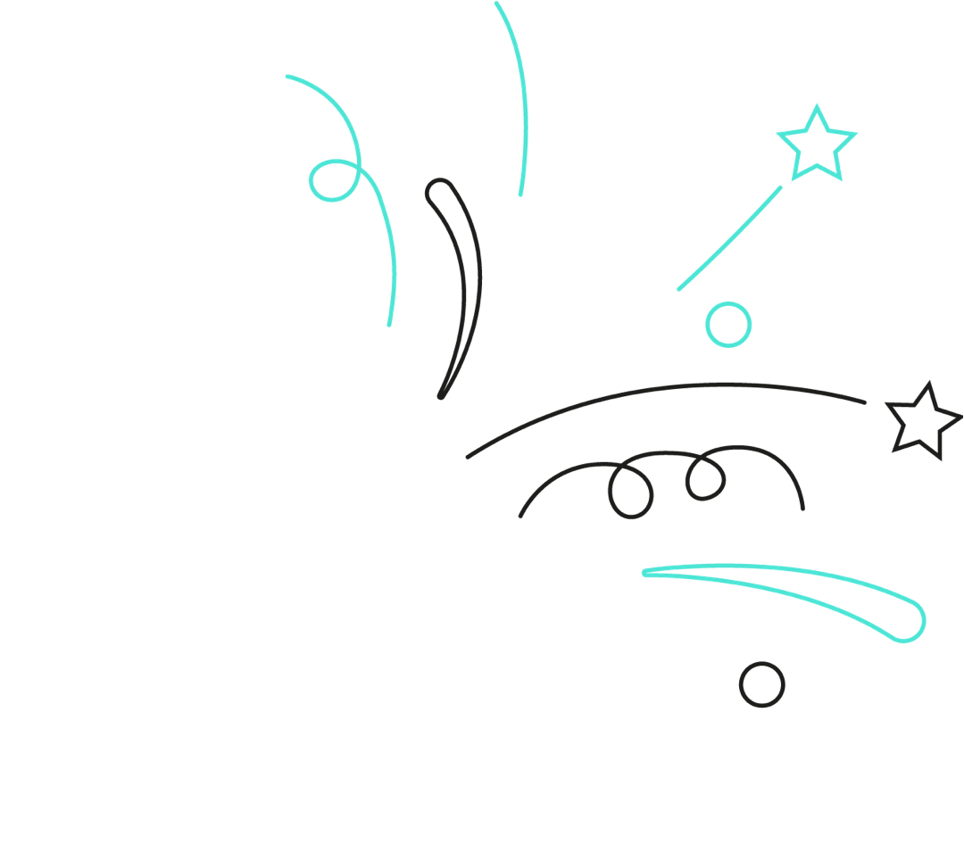 Illustration of a confetti cannon exploding